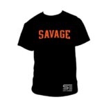 An image showcasing a tshirt with text written on it - savage