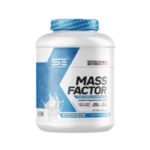 An image showcasing Mass Factor supplement jar