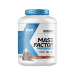 An image showcasing Mass Factor supplement jar