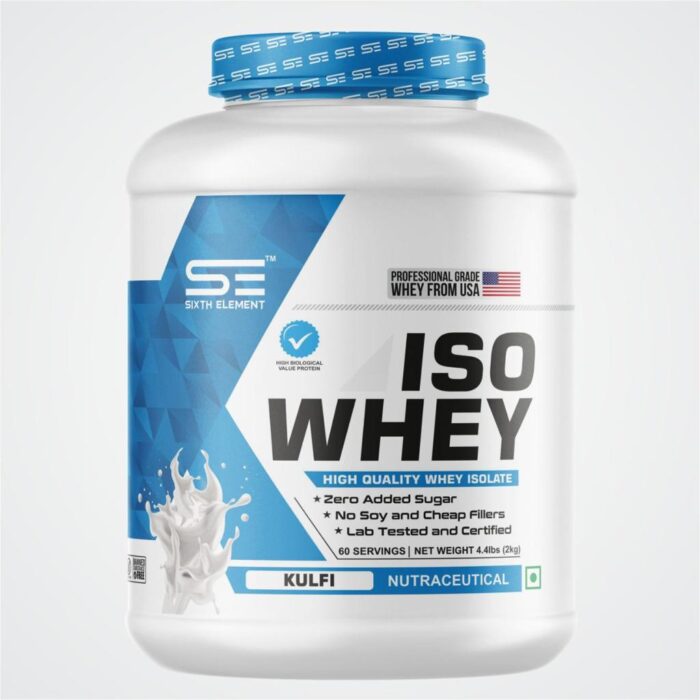 An image showcasing ISO whey protein powder jar