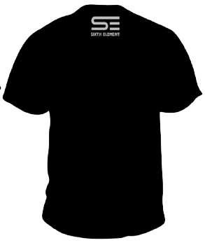 An image showcasing a back of tshirt with logo of sixth element