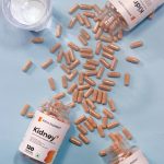 An image showcasing kidney+ supplement product bottle and its capsules